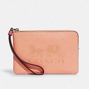 Coach Corner Zip Wristlet In Colorblock With Horse And Carriage